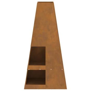 Feuerstelle mit Holzlager 50x50x100 cm Wetterstahl