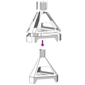 Feuerstelle mit Chimney 50x43x52 cm Wetterstahl