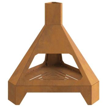 Feuerstelle mit Chimney 50x43x52 cm Wetterstahl