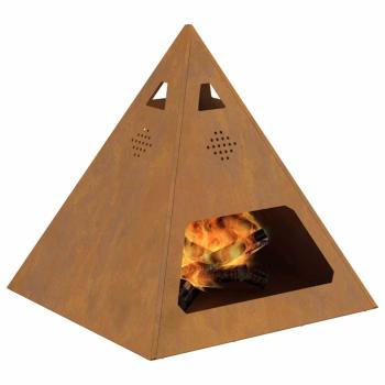 Feuerstelle Pyramide 50x50x51 cm Wetterfester Stahl