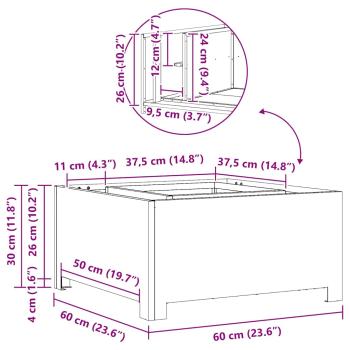 Feuerstelle Quadrat 60x60x30 cm Wetterstahl