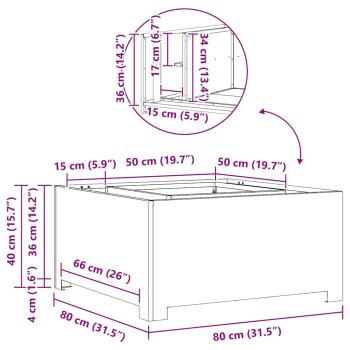 Feuerstelle Quadrat 80x80x40 cm Wetterstahl