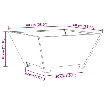 Feuerstelle Quadrat Schwarz 60x60x30 cm Stahl