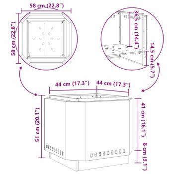 rauchfreier Feuer pit Schwarz 58x58x51 cm Stahl