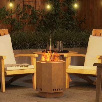 rauchfreie Feuerstelle 38x38x51 cm wetterfester Stahl