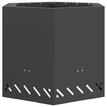 rauchfreier Feuertisch sechseckig schwarz 58x58x51 cm Stahl