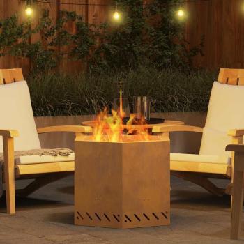 Raucharmer Feuerstelle Sechseckig 58x58x51 cm Wetterfestes Stahl