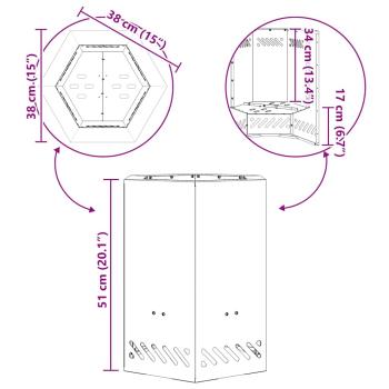 rauchfreier Feuergrill sechseckig Schwarz 38x38x51 cm Stahl
