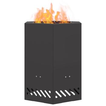 rauchfreier Feuergrill sechseckig Schwarz 38x38x51 cm Stahl