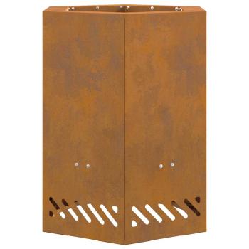 rauchfreier Feuerring hexagonal 38x38x51 cm wetterfester Stahl