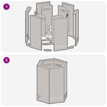 rauchfreier Feuerring hexagonal 38x38x51 cm wetterfester Stahl