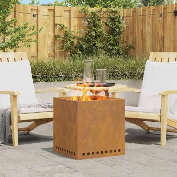 ARDEBO.de - rauchfreier Feuergrill Quadrat 48x48x50 cm wetterbeständiger Stahl