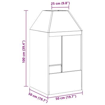 Feuerstelle Schwarz 50x50x100 cm Stahl