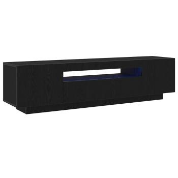 TV-Schrank mit LED-Lichtern, Schwarz Eiche, 160x35x40 cm, Holzwerkstoff