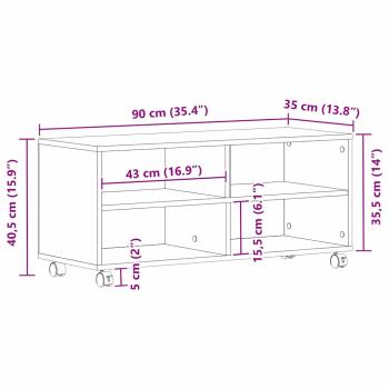 ARDEBO.de - TV-Schrank Alteiche 90x35x35 cm Holzwerkstoff
