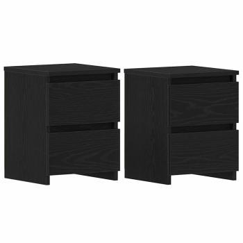 Nachttische mit Schubladen 2 Stk Schwarz Eiche 30x30x40 cm