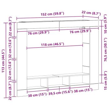 TV Schrank Wandmontiert Artisan Eiche 152x22x113 cm