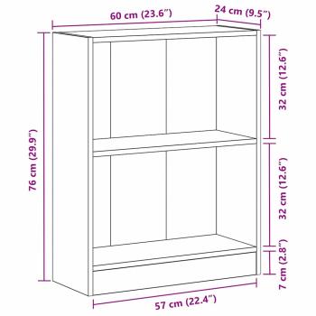 Bücherregal Schwarz 60x24x76 cm aus Holzwerkstoff