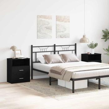 Nachttische 2er Set Schwarz Eiche 50x32x60cm Holzwerkstoff