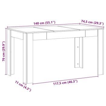 Esstisch Schwarze Eiche 140 x 74,5 x 76 cm Holzwerkstoff