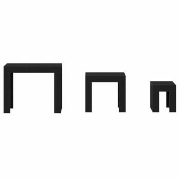 Beistelltische im 3er-Set, Schwarz, aus Eichenholzwerkstoff