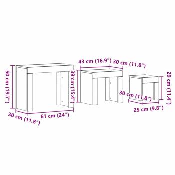Beistelltische im 3er-Set, Schwarz, aus Eichenholzwerkstoff