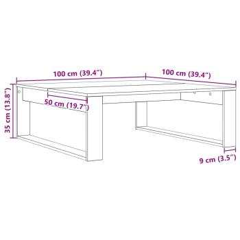 Couchtisch Schwarz Eiche 100x100x35 cm Holzwerkstoff