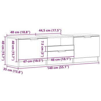 TV-Schrank - Schwarzes Eichenholz - 140x35x40 cm - Aus Holzwerkstoff gefertigt