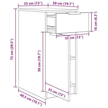 Schreibtischschrank in Schwarz Eiche - 33x50x75 cm - Hergestellt aus Werkstoff