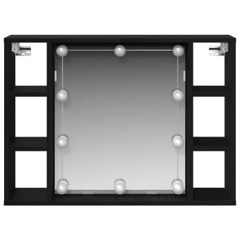 LED-Spiegelschrank - Schwarzer Eiche - 76x15x55 cm - Aus Holzwerkstoff gefertigt