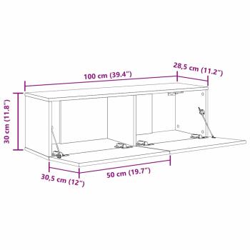 TV-Schränke 2er Set Schwarz Eiche 100x30x30 cm Holzfaser