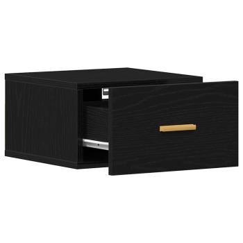 Wandmontierter Nachttisch Schwarze Eiche Spanplatte Klein