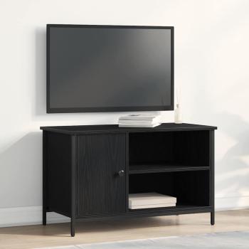 ARDEBO.de - TV-Schrank Schwarz Eiche 80x40x50 cm Tischlerplatten und Stahl