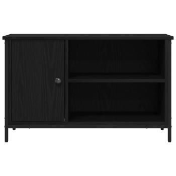 TV-Schrank Schwarz Eiche 80x40x50 cm Tischlerplatten und Stahl