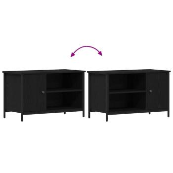 TV-Schrank Schwarz Eiche 80x40x50 cm Tischlerplatten und Stahl