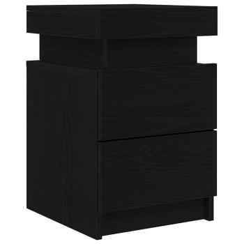 Nachttisch mit LED-Lichtern Schwarz Eiche 35x39x55 cm