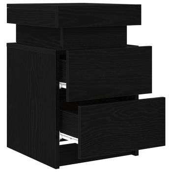 Nachttisch mit LED-Lichtern Schwarz Eiche 35x39x55 cm