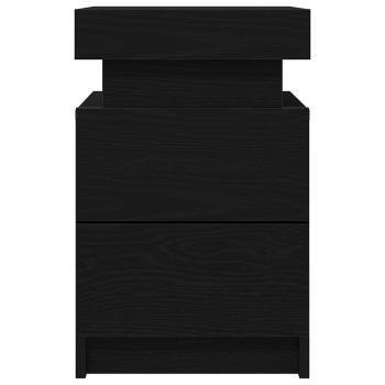 Nachttisch mit LED-Lichtern Schwarz Eiche 35x39x55 cm