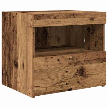 Nachttisch mit LED-Lichtern Alte Holz 50x40x45 cm