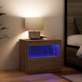 Nachttisch mit LED-Lichtern Artisan Eiche 50x40x45 cm
