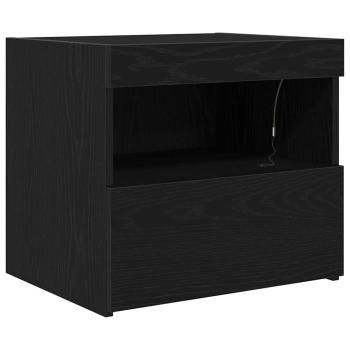 Nachttisch mit LED-Lichtern Schwarz Eiche 50x40x45 cm