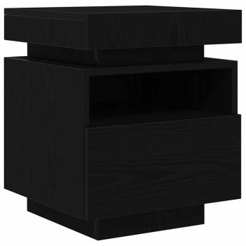 Nachttisch mit LED-Lichtern Schwarz Eiche 40x39x48,5 cm