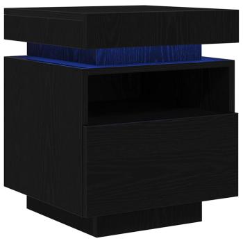 Nachttisch mit LED-Lichtern 2 Stück Schwarz Eiche 40x39x48,5 cm