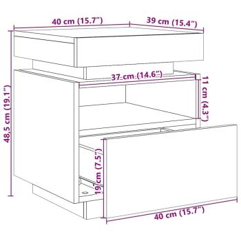 Nachttisch 2 stk. Schwarz Eichen-Optik 40 x 39 x 48,5 cm