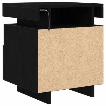 Nachttisch mit LED-Lichtern 2 Stück Schwarz Eiche 40x39x48,5 cm