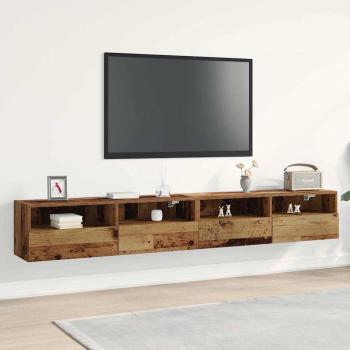ARDEBO.de - TV-Wandregale 2 Stück Alte Holz 100x30x30 cm Holzwerkstoff