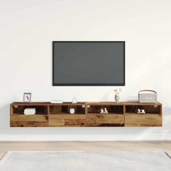 TV-Wandregale 2 Stück Alte Holz 100x30x30 cm Holzwerkstoff