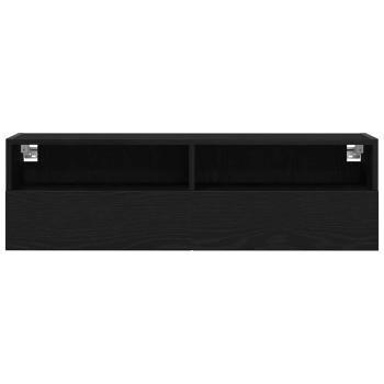 TV-Wandregale 2 Stück Schwarz Eiche 100x30x30 cm Holzwerkstoff
