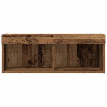 TV-Wandregal mit LED-Lichtern aus altem Holz 80x30x30 cm
