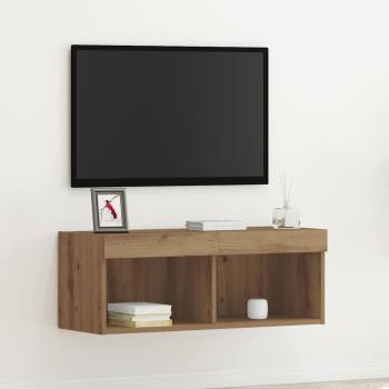 ARDEBO.de - TV-Wandregal mit LED-Lichtern Artisan Eiche 80x30x30 cm